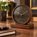 RAVQINOW Walnut Analog Desk Clock