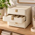 RAVQINOW Ivory Three-Drawer Desk Chest