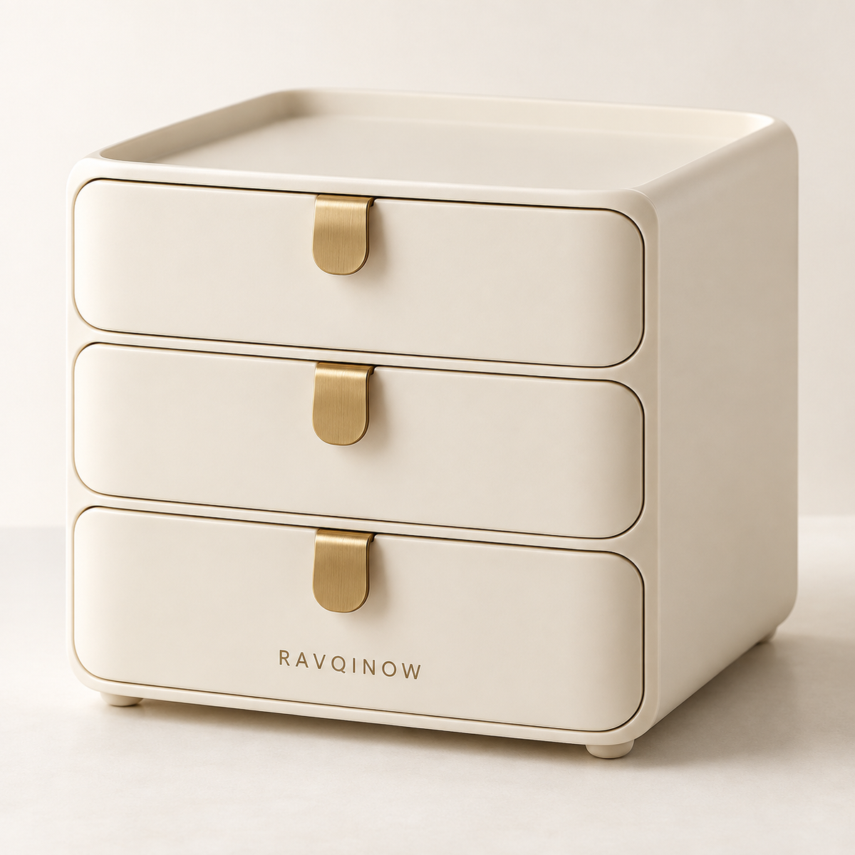 RAVQINOW Ivory Three-Drawer Desk Chest