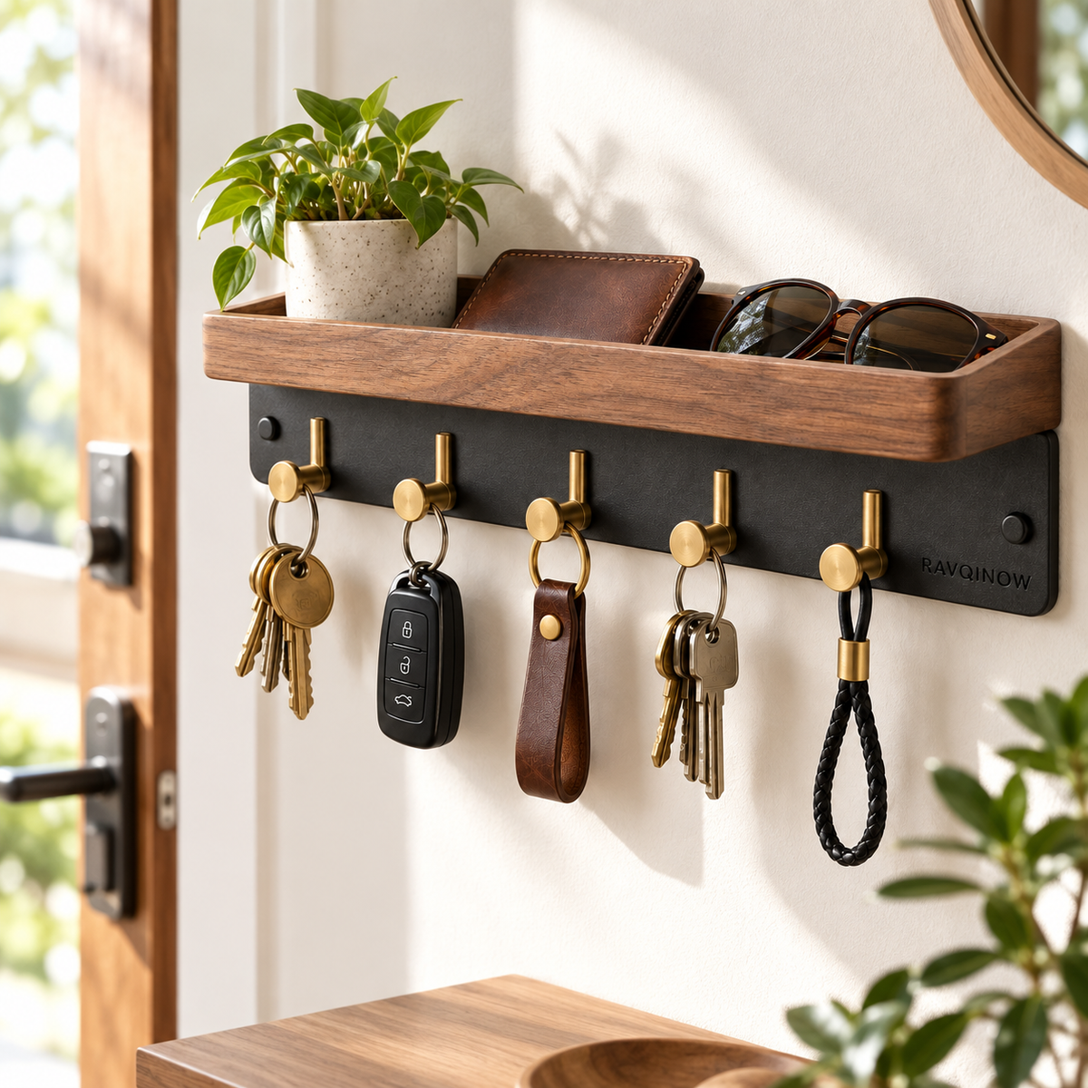 RAVQINOW Entryway Key Rail & Shelf