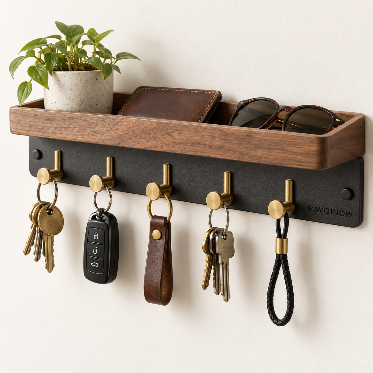RAVQINOW Entryway Key Rail & Shelf