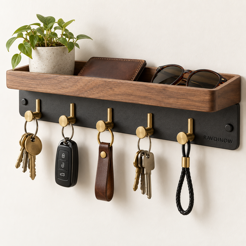 RAVQINOW Entryway Key Rail & Shelf