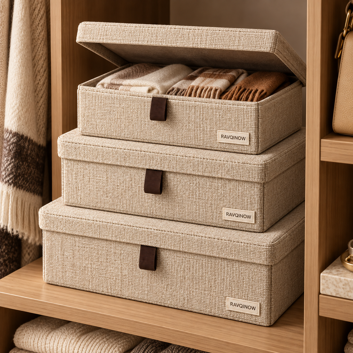 RAVQINOW Nesting Fabric Storage Boxes