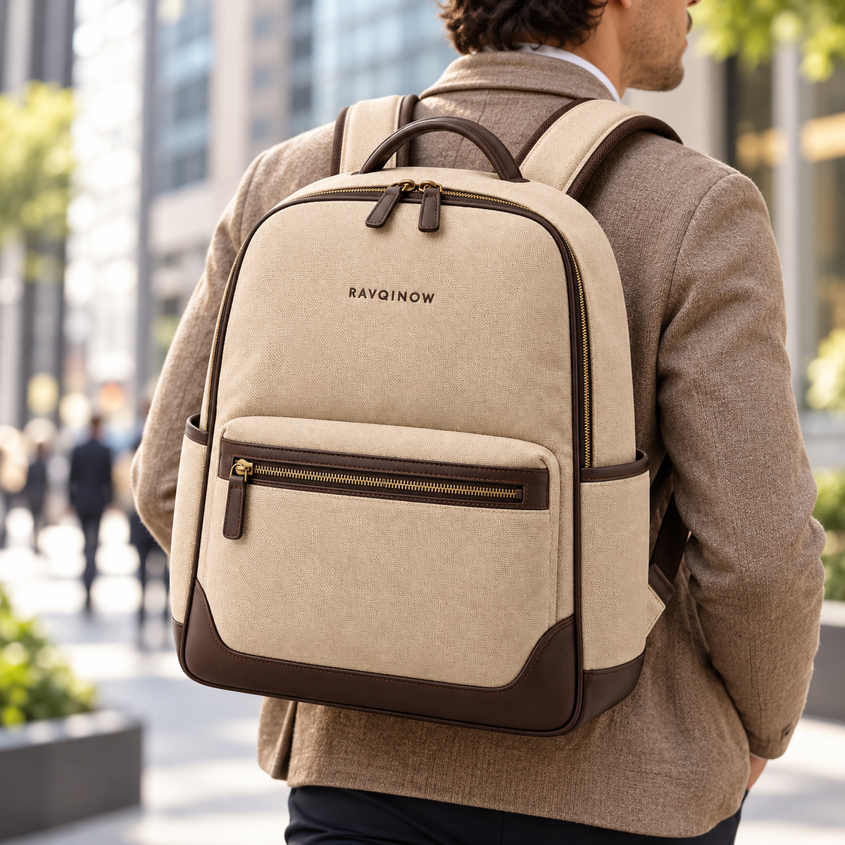 RAVQINOW Canvas Commuter Backpack